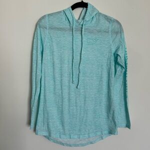 Vineyard Vines Turquise Burnout Longsleeve Lightweight Cotton Hoodie Size XS